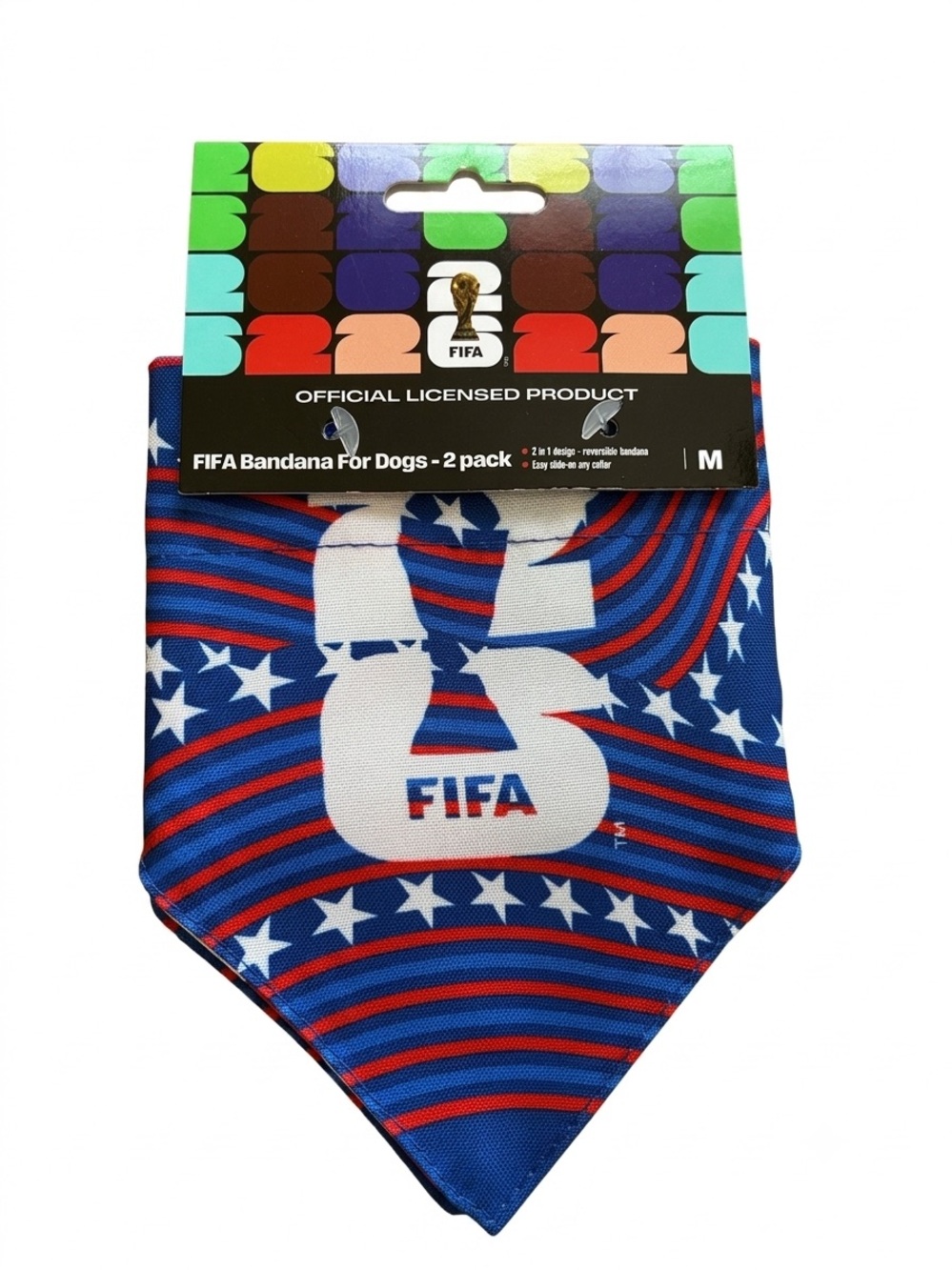 FIFA WORLD CUP DOGGIE BANDANAS 2 Pack Reversible Size M NEW